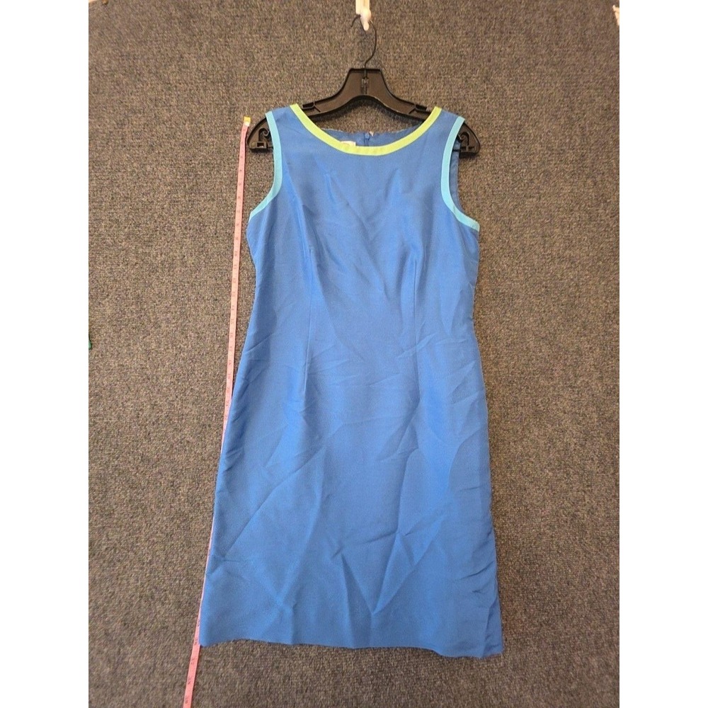 Talbots Dress Womens 10P Blue Silk Sleeveless Sheath Knee Length Office Work